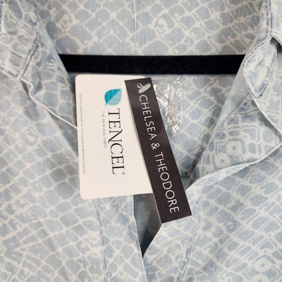 Chelsea & Theodore Dress Womens Medium Blue Soft Tencel Mom Cottage Core Mini - Picture 10 of 11